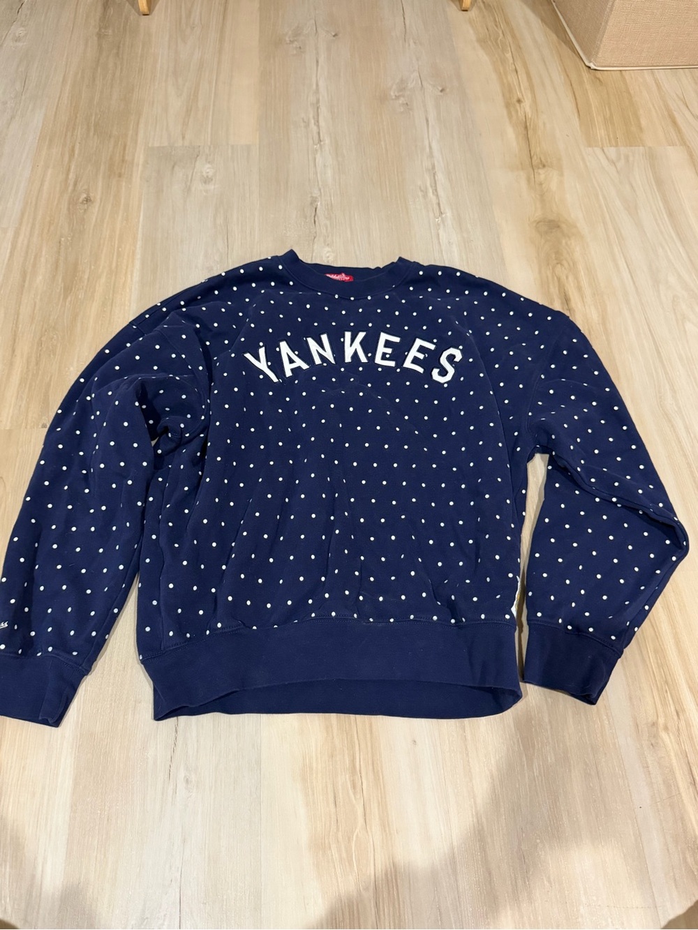 Mitchell & Ness Navy Polka Dot Crewneck Sweatshirt